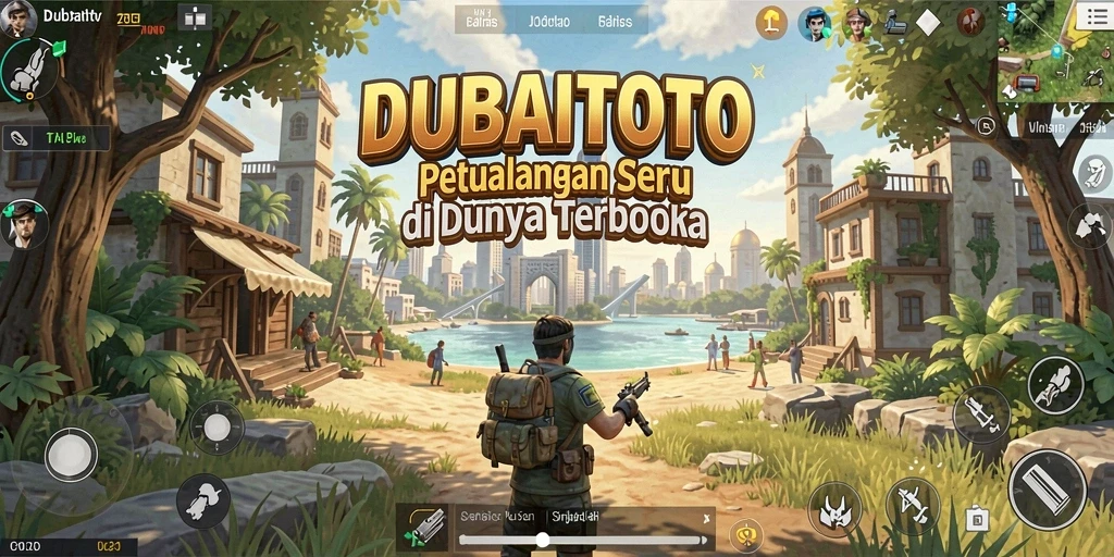 Screenshot gameplay DUBAITOTO menampilkan petualangan dalam dunia terbuka yang penuh warna.