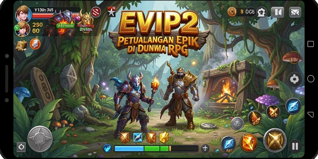 Tampilan gameplay menarik dengan karakter RPG yang penuh aksi.
