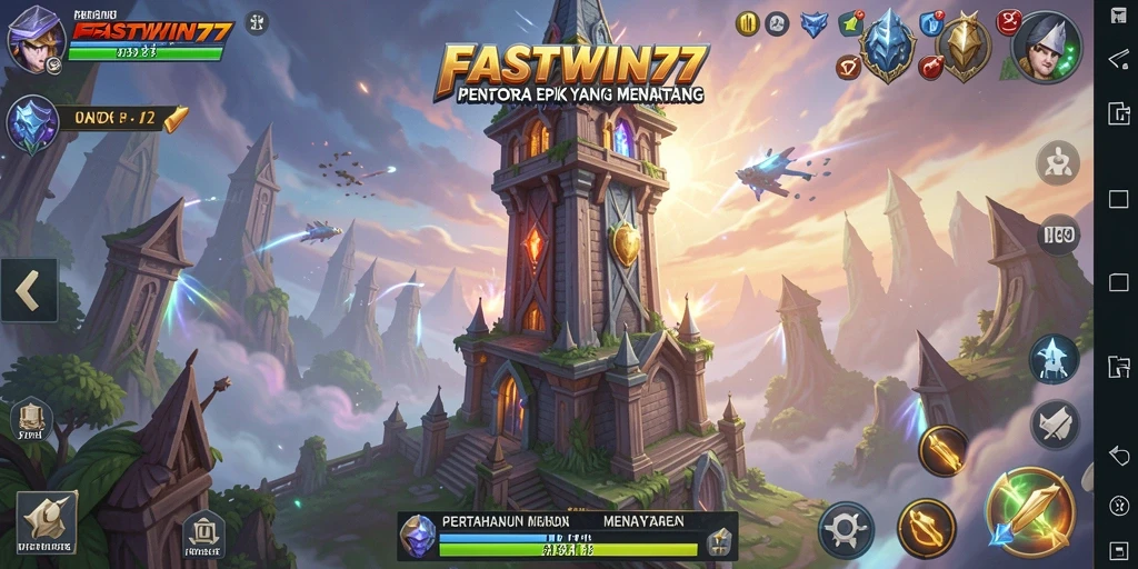 Tampilan gameplay seru FASTWIN77 saat melawan musuh dengan strategi Tower Defense.