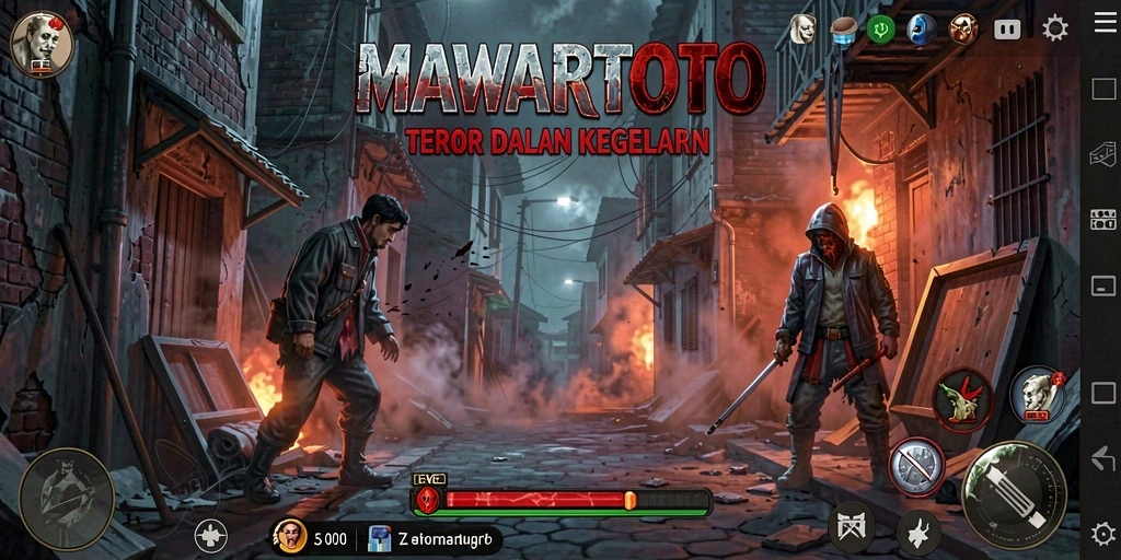 Screen utama MAWARTOTO menampilkan suasana angker dan menegangkan.