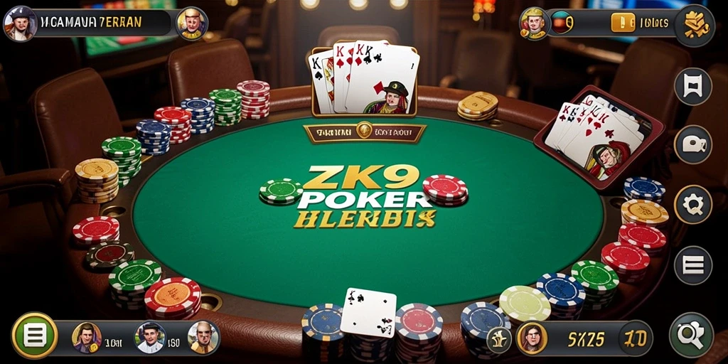 Screenshot ZK9 menampilkan suasana permainan poker yang menegangkan.